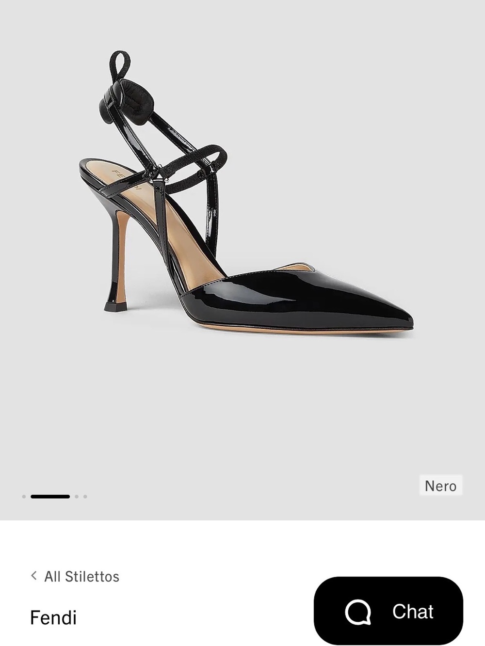 Fendi Nero Patent Leather Pointed Toe Stiletto Slingback Heels